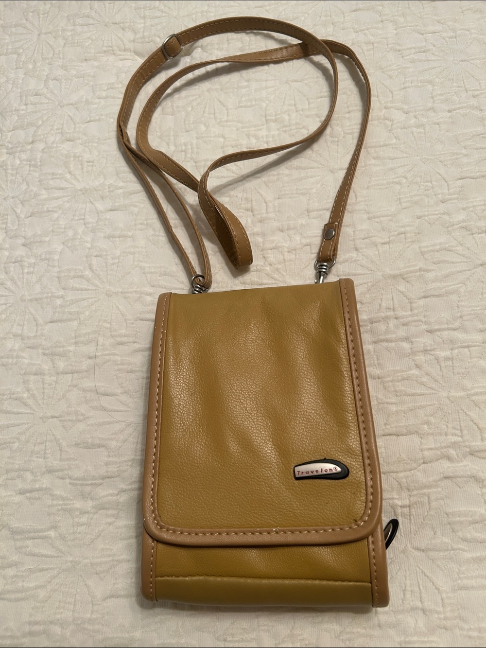 Travelon Tan/Camel Crossbody Phone Bag